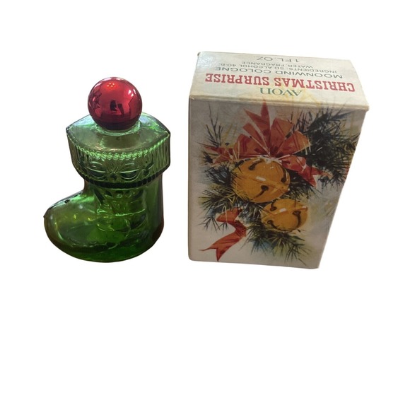 Vintage AVON Christmas Surprise Stocking Topaze Cologne 1 Fl Oz EMPTY with Box - Picture 1 of 3